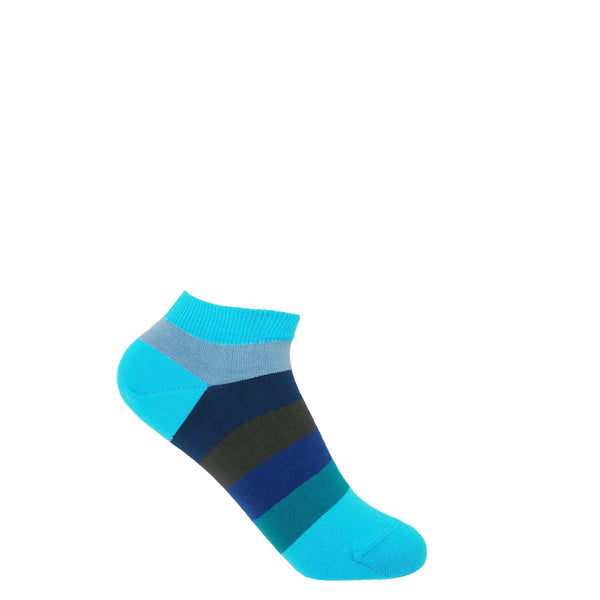 Block Stripe Women's Trainer Socks - Aqua