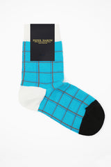 Peper Harow aqua Grid women's luxury socks rider