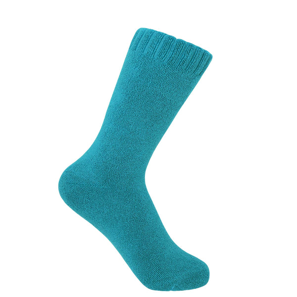 Ribbed Cuff Women's Bed Socks - Aqua