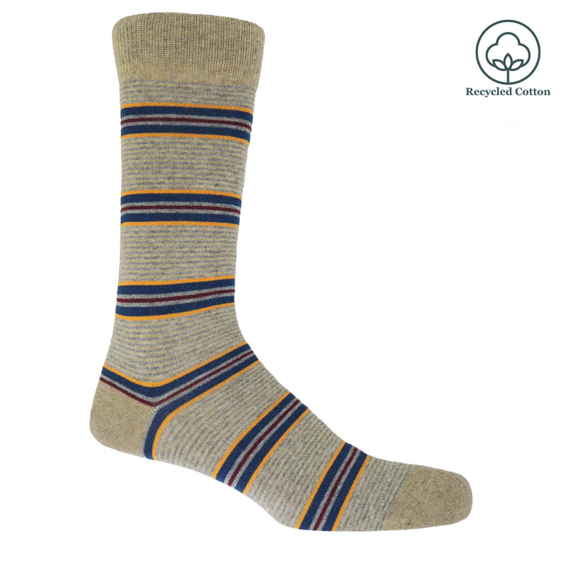 Peper Harow beige Multistripe men's luxury socks