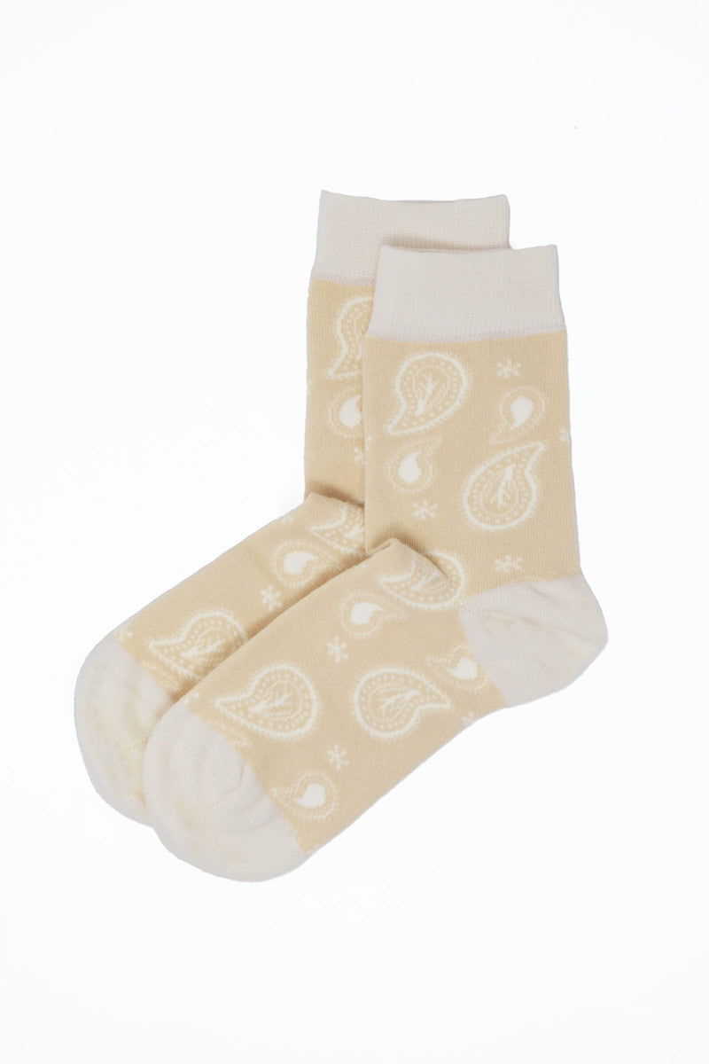 Two pairs of Peper Harow beige Paisley ladies luxury socks