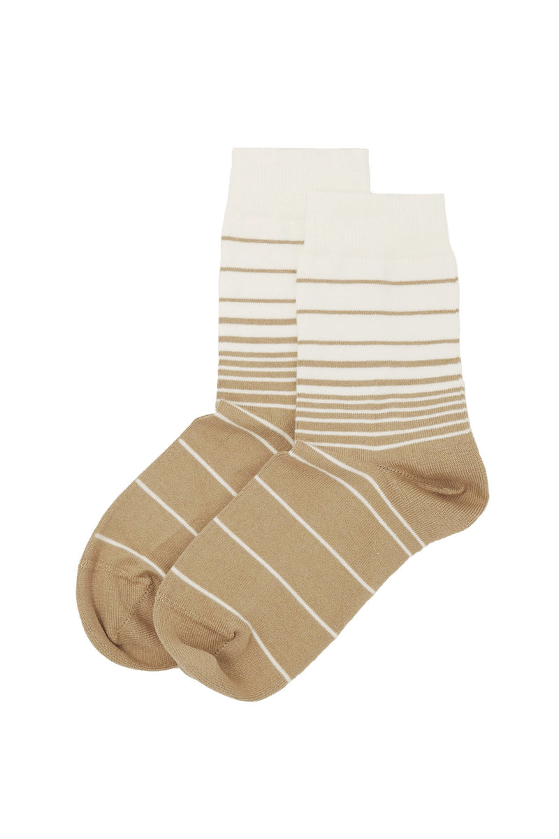 Two pairs of Peper Harow beige Retro Stripe women's luxury socks