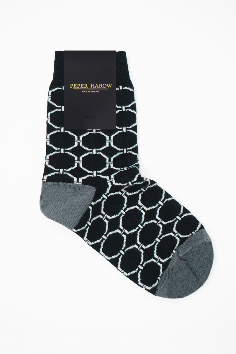 Peper Harow black Beehive women's luxury socks rider