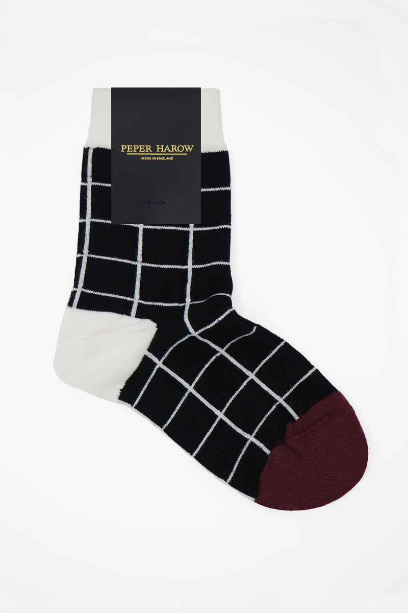 Peper Harow black Grid women's luxury socks rider