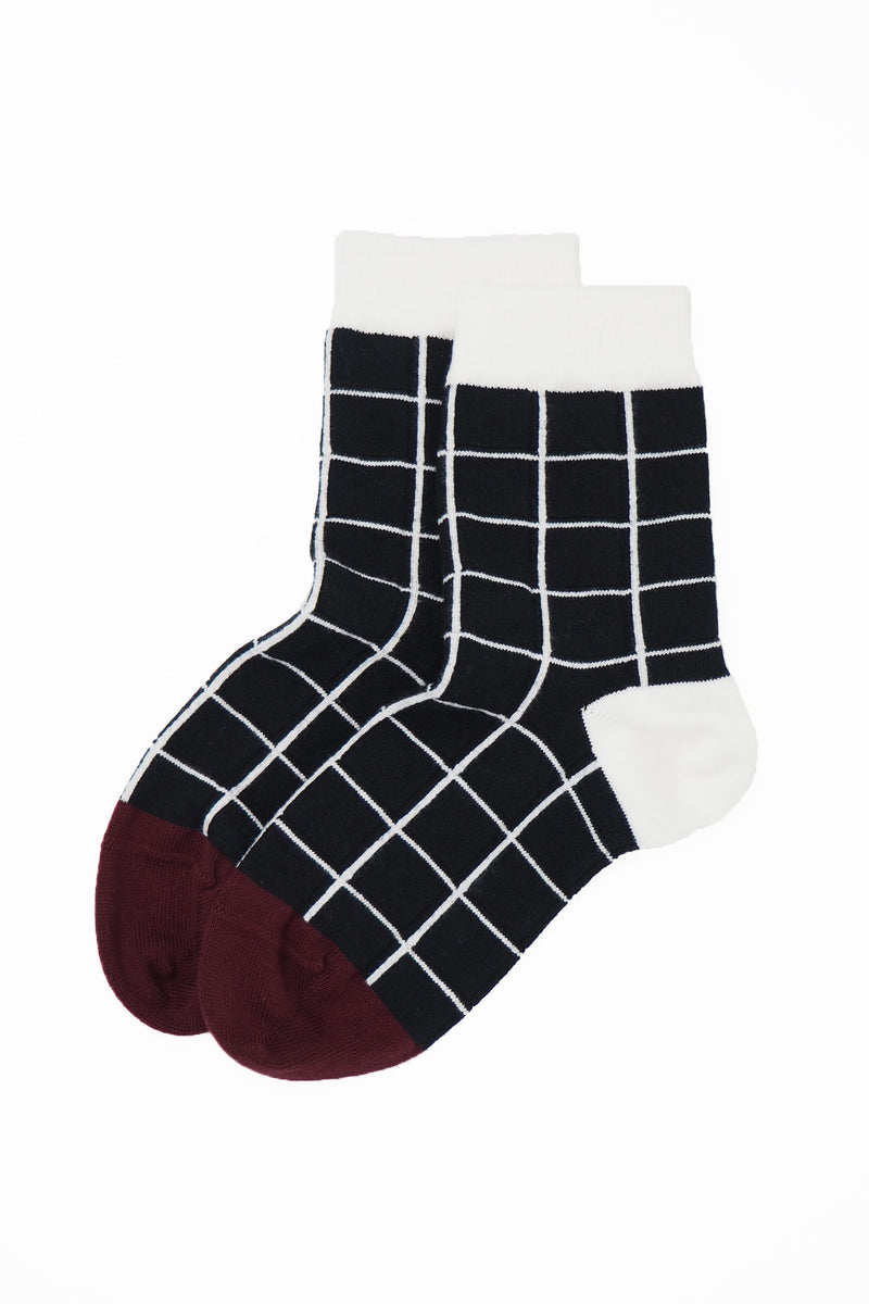 Peper Harow black Grid women's luxury socks topshot