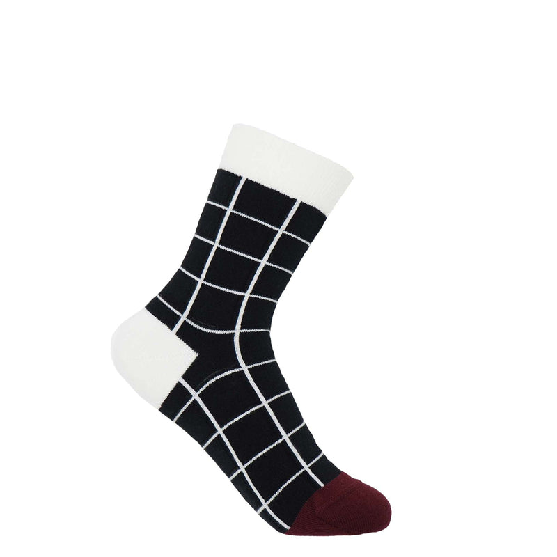 Peper Harow black Grid women's luxury socks