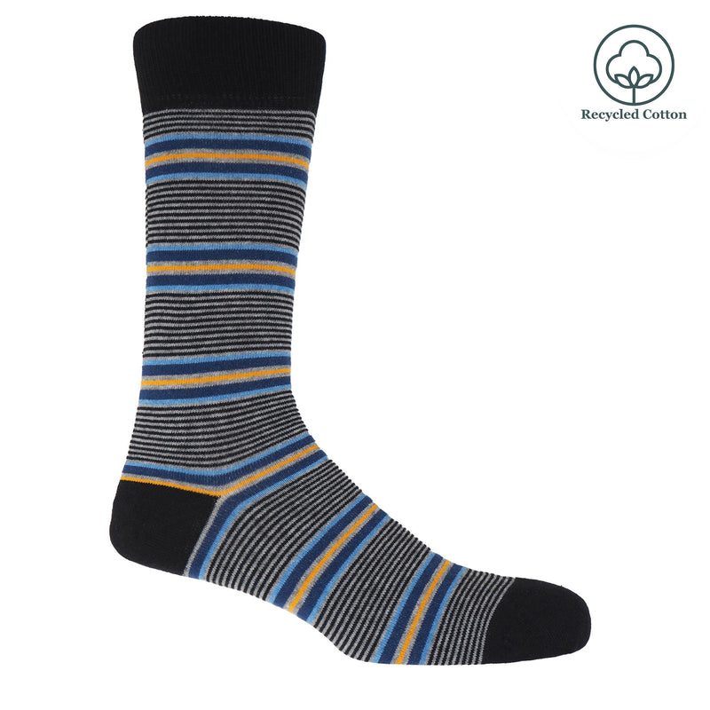 Peper Harow black Multistripe men's luxury socks
