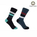 Striped Organic Women's Sport Socks Bundle - Black & Navy