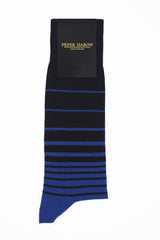 Peper Harow black Retro Stripe men's luxury socks in packaging