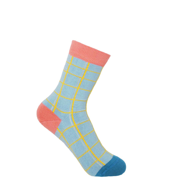 Peper Harow blue Grid women's luxury socks