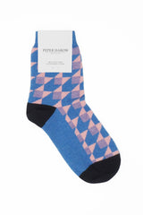 Peper Harow blue Dimensional women's recycled cotton socks in packaging