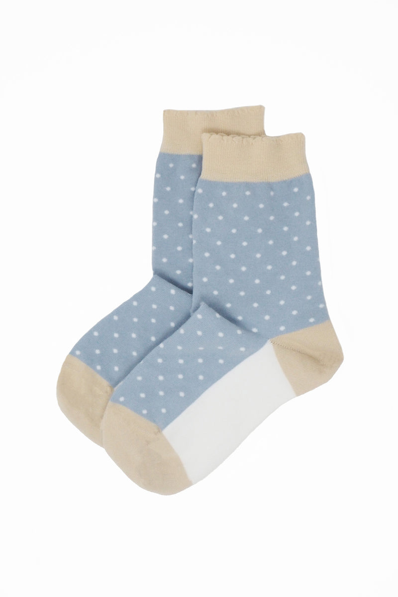 Two pairs of Peper Harow blue Pin Polka luxury women's organic cotton socks