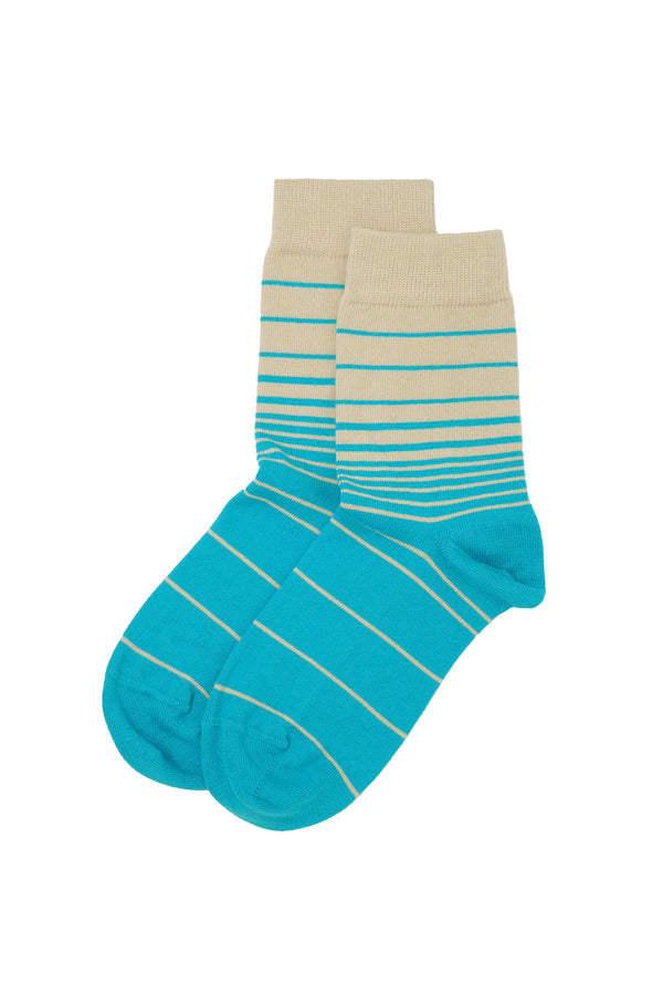Two pairs of Peper Harow blue Retro Stripe women's luxury socks