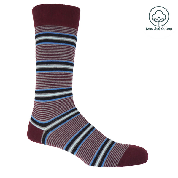 Multistripe Men's Socks - Burgundy