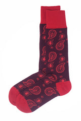 Two pairs of Peper Harow burgundy Paisley men's luxury socks