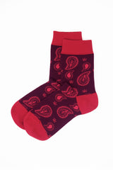 Two pairs of Peper Harow burgundy Paisley ladies luxury socks