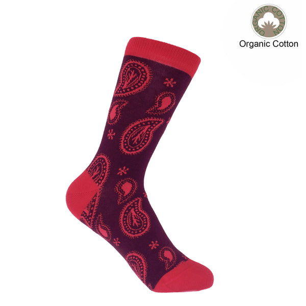 Peper Harow burgundy Paisley ladies luxury socks