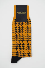 Peper harow houndstooth butterscotch yellow men's socks in packaging