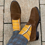 Check Men's Socks - Mustard