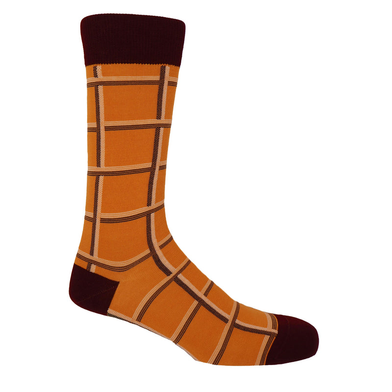 Peper Harow mustard Check men's luxury socks