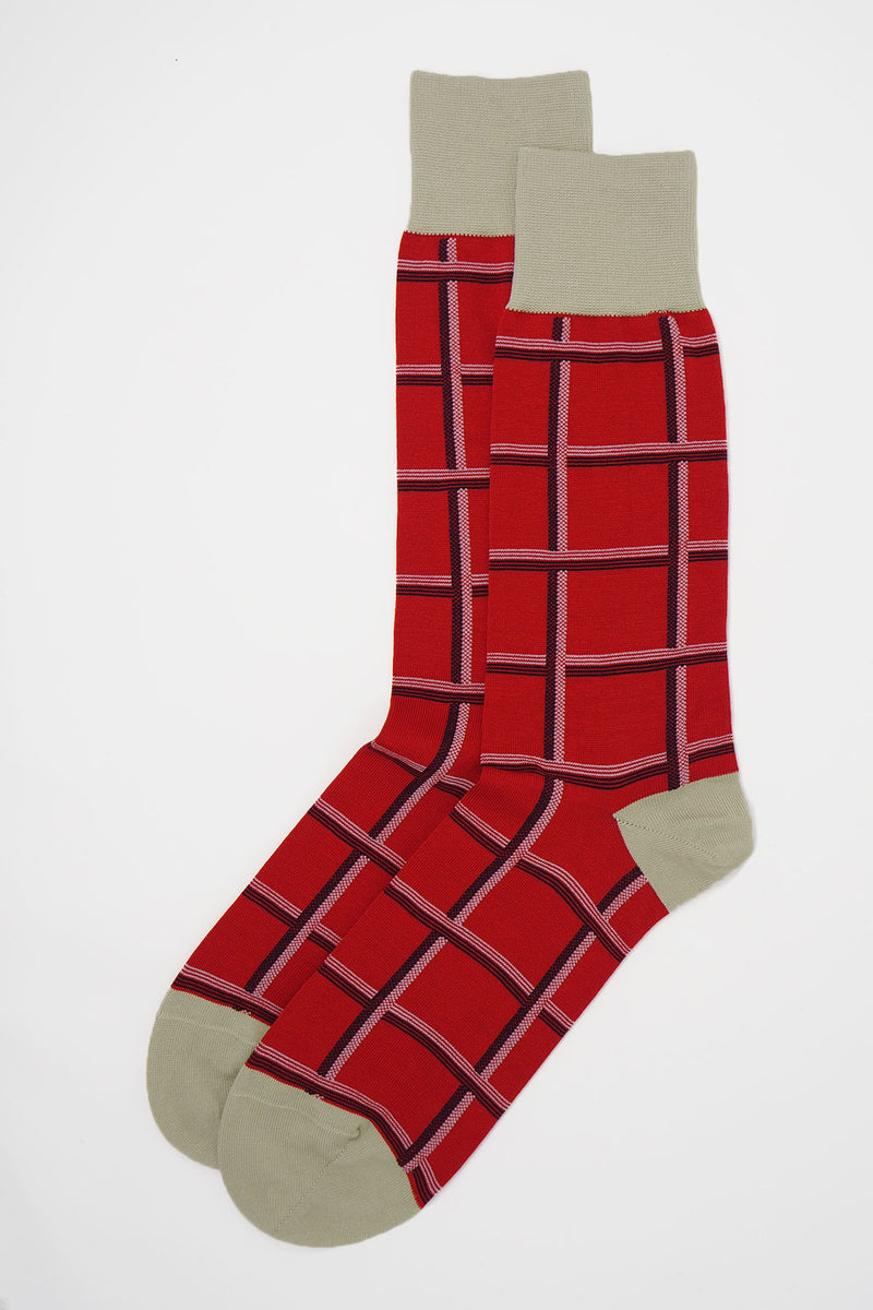 Check Men's Socks - Red