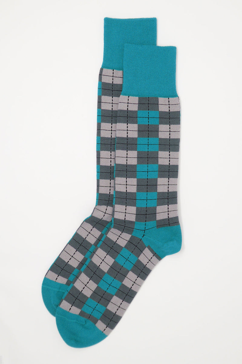Two pairs of Peper Harow grey checkmate mens luxury socks from the top