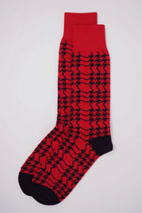 Peper Harow cherry Houndstooth men's luxury socks