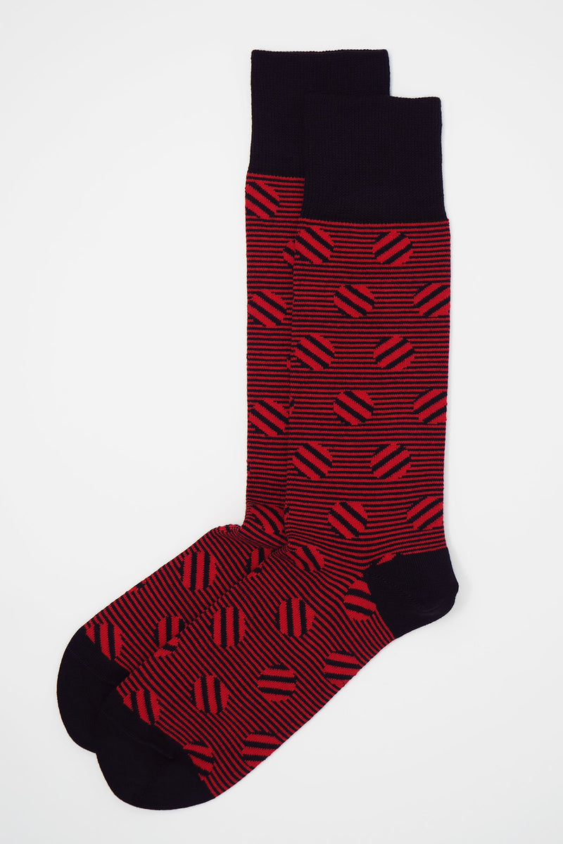 Peper Harow cherry Polka Stripe men's socks top shot