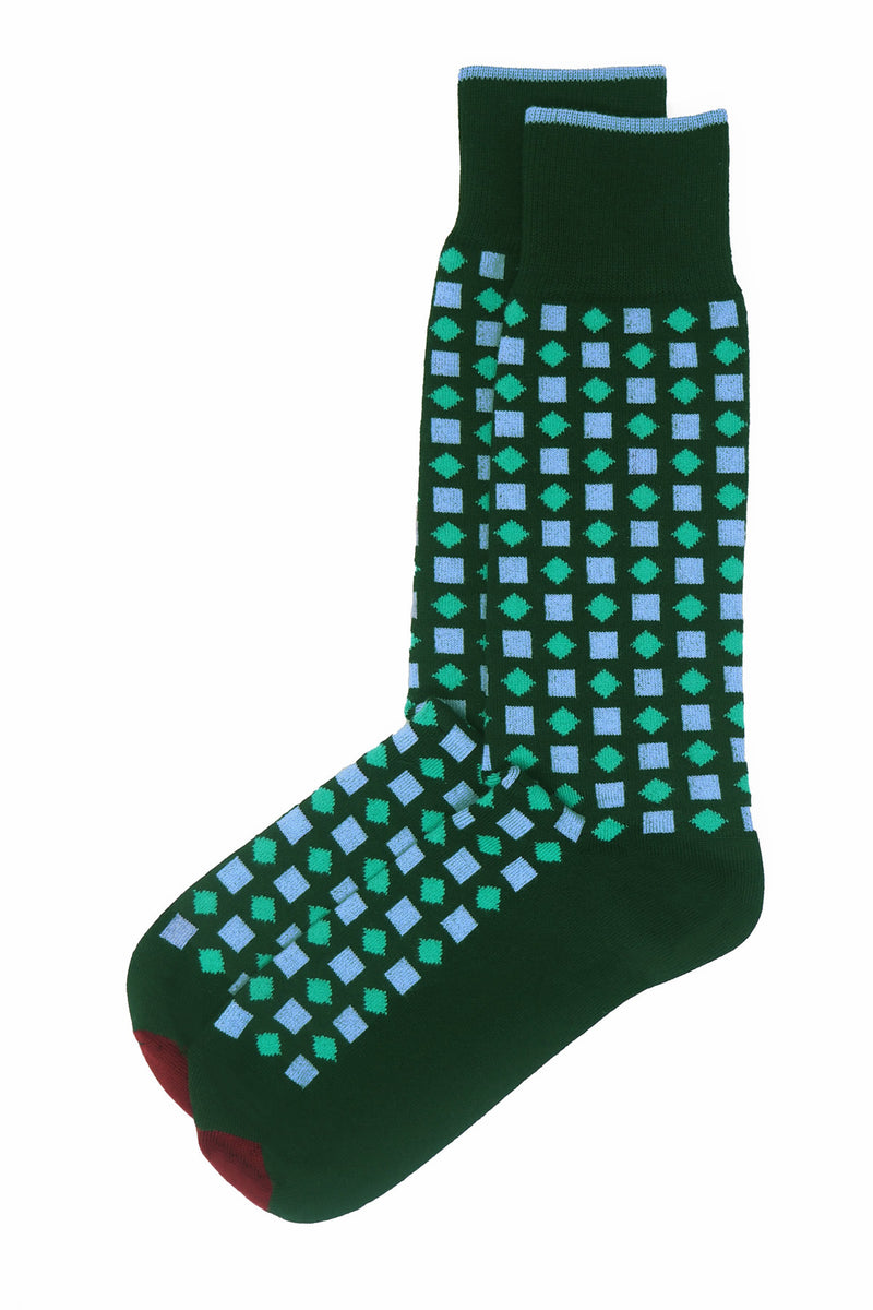 Two pairs of Peper Harow green Diamonds men's luxury socks