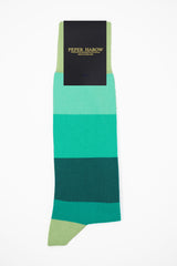 Peper Harow earth Block Stripe men's luxury socks in packaging