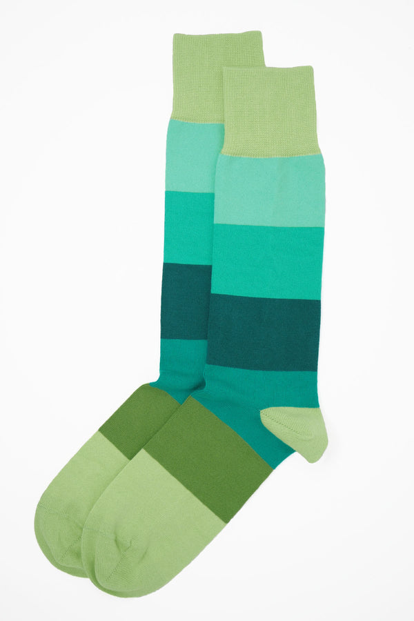 Two pairs of Peper Harow earth Block Stripe men's luxury socks