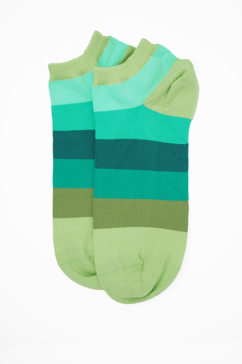 Block Stripe Women's Trainer Socks Bundle - Earth & Aqua