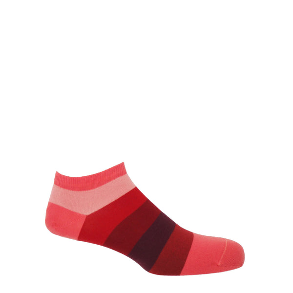 Block Stripe Men's Trainer Socks - Fire