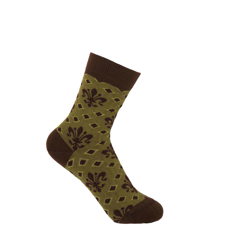 Peper Harow green Fleur De Lis women's luxury socks