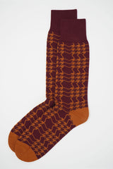 Peper Harow garnet Houndstooth men's luxury socks