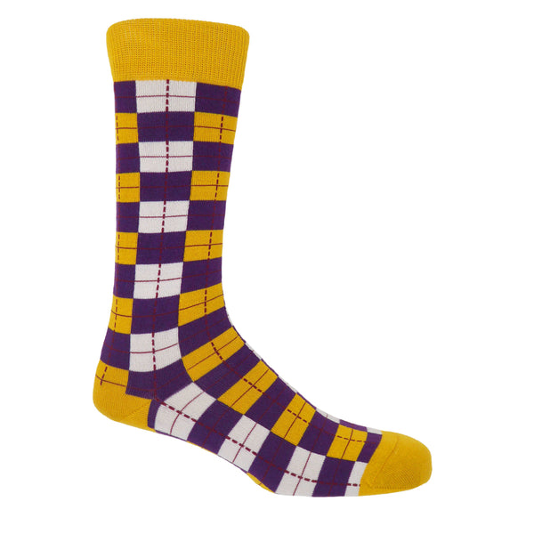 Peper Harow gold checkmate men's luxury socks 