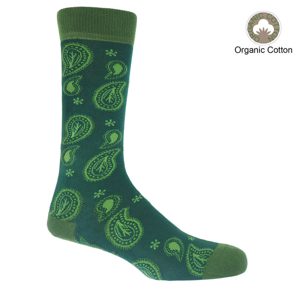 Peper Harow green Paisley men's luxury socks