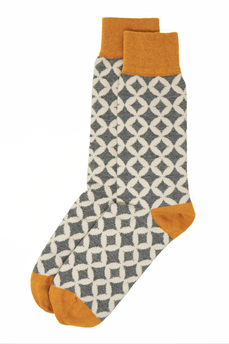 Peper Harow grey Mosaic men's luxury socks topshot