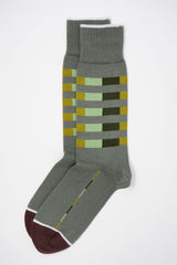 two Grey Quad Stripe men's luxury striped socks by Peper Harow side by side