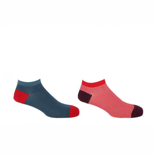 Lux Taylor Men's Trainer Socks Bundle - Blue & Red