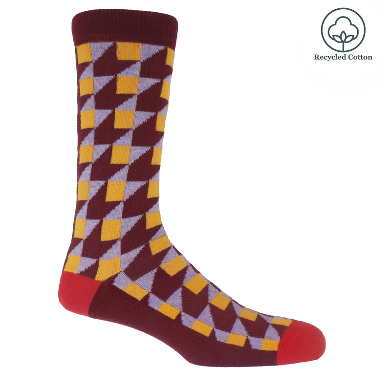 Peper Harow maroon Dimensional men's recycled cotton socks