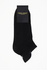 Peper Harow plain black Organic men's luxury trainer sport socks in packaging