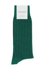 Peper Harow green Recycled Ribbed men's luxury socks rider
