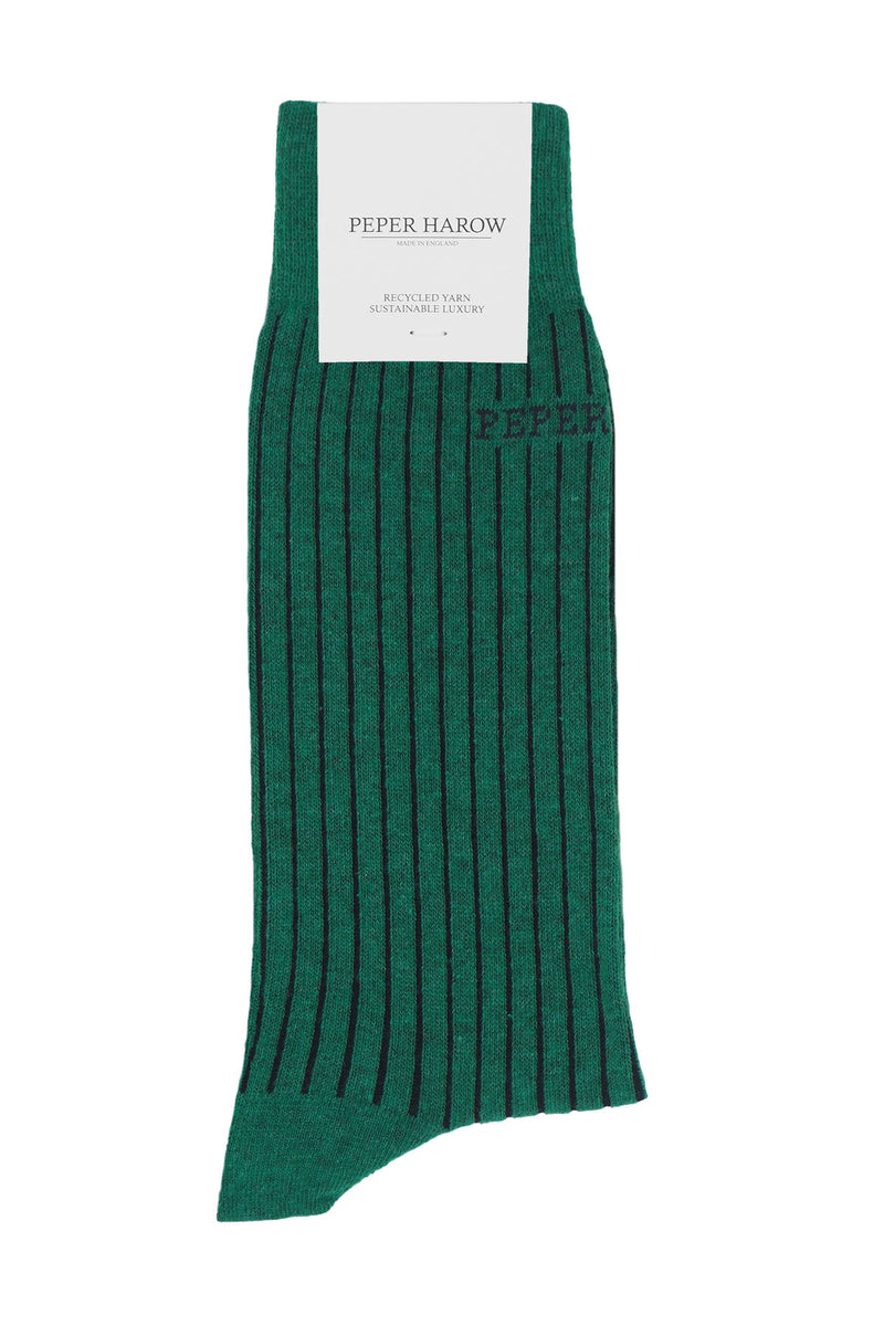 Peper Harow green Recycled Ribbed men's luxury socks rider