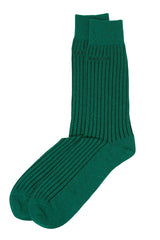 Peper Harow green Recycled Ribbed men's luxury socks topshot