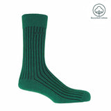 Peper Harow green Recycled Ribbed men's luxury socks