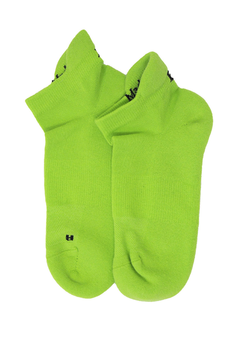 Two pairs of Peper Harow neon green Organic men's luxury trainer sport socks