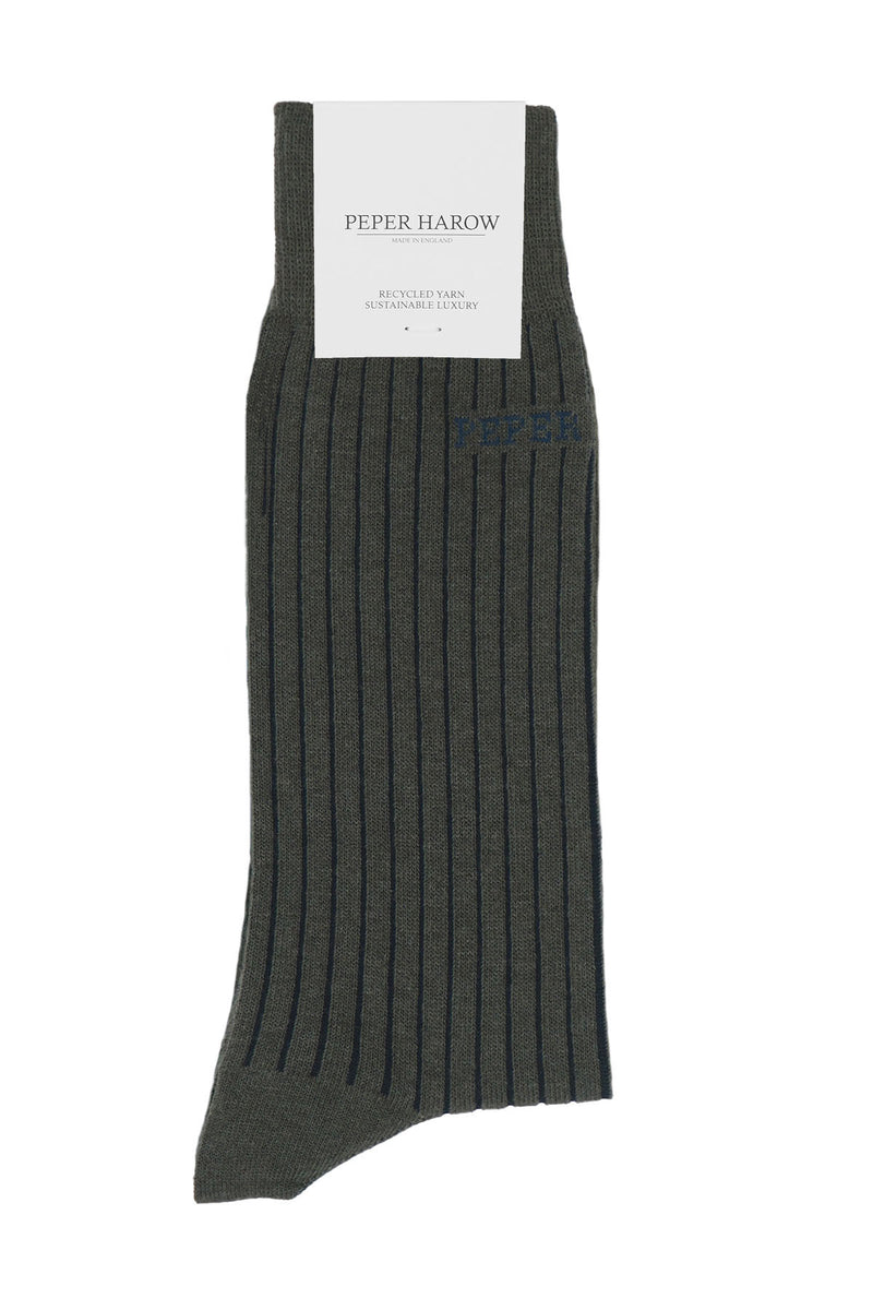 Peper Harow charcoal Recycled Ribbed men's luxury socks rider