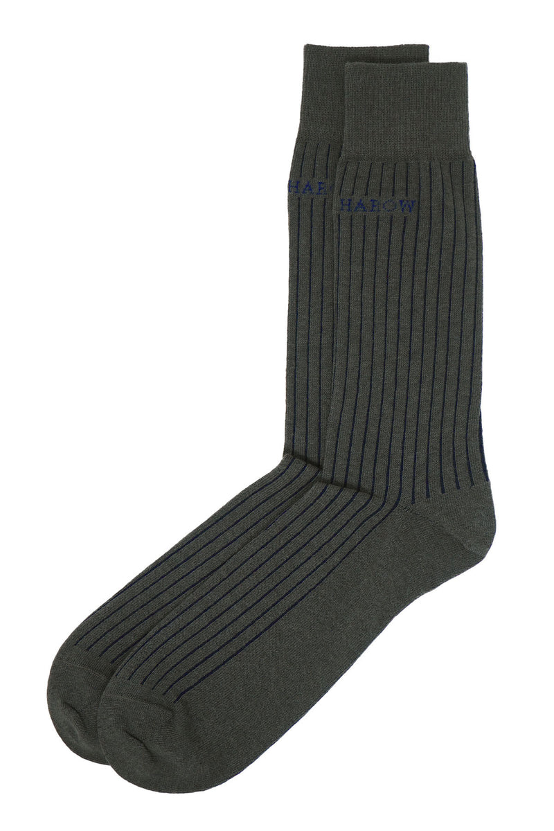 Peper Harow charcoal Recycled Ribbed men's luxury socks topshot