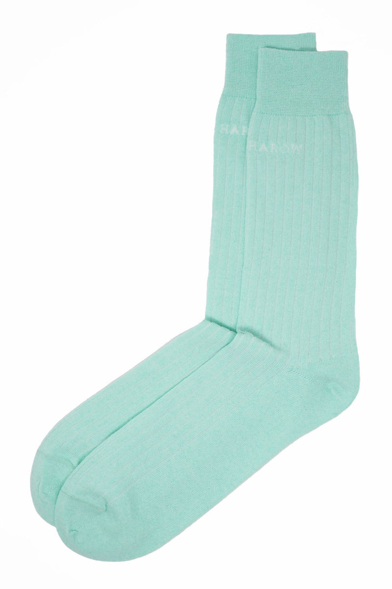 Peper Harow light blue Recycled Ribbed men's luxury socks topshot
